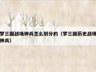 梦三国战场神兵怎么划分的（梦三国历史战场神兵）