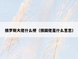 俄罗斯大佬什么梗（俄国佬是什么意思）