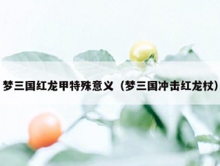 梦三国红龙甲特殊意义（梦三国冲击红龙杖）