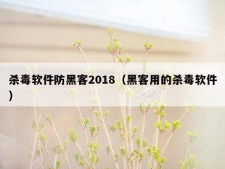 杀毒软件防黑客2018（黑客用的杀毒软件）