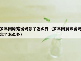 梦三国原始密码忘了怎么办（梦三国解锁密码忘了怎么办）