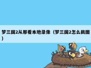 梦三国2从那看本地录像（梦三国2怎么截图）