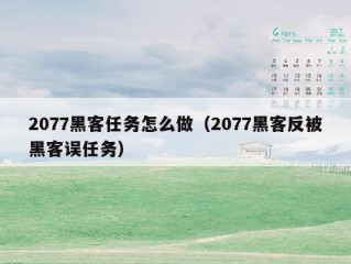 2077黑客任务怎么做（2077黑客反被黑客误任务）