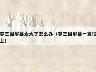 梦三国屏幕太大了怎么办（梦三国屏幕一直往上）