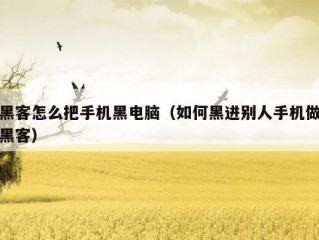 黑客怎么把手机黑电脑（如何黑进别人手机做黑客）