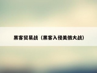 黑客贸易战（黑客入侵美俄大战）