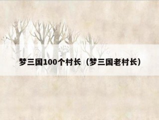 梦三国100个村长（梦三国老村长）