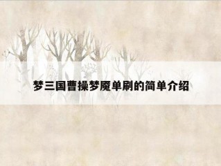 梦三国曹操梦魇单刷的简单介绍