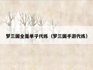 梦三国全是单子代练（梦三国手游代练）