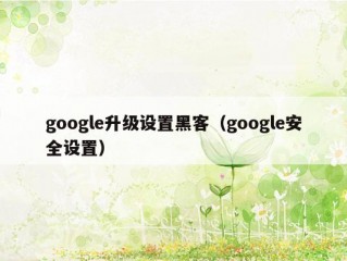 google升级设置黑客（google安全设置）