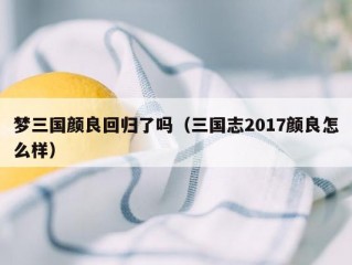 梦三国颜良回归了吗（三国志2017颜良怎么样）