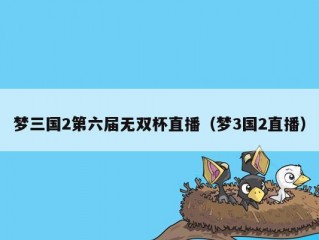 梦三国2第六届无双杯直播（梦3国2直播）