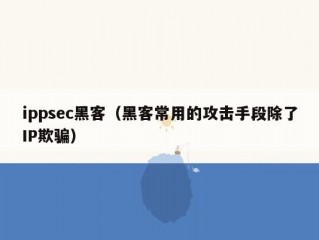 ippsec黑客（黑客常用的攻击手段除了IP欺骗）