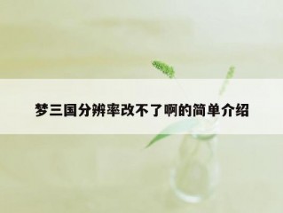 梦三国分辨率改不了啊的简单介绍