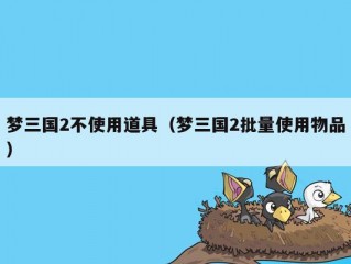 梦三国2不使用道具（梦三国2批量使用物品）