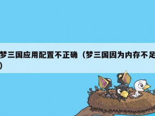 梦三国应用配置不正确（梦三国因为内存不足）