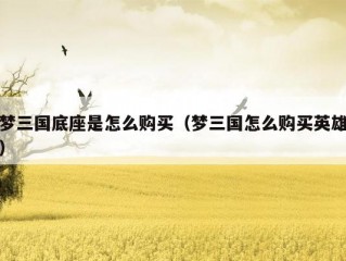 梦三国底座是怎么购买（梦三国怎么购买英雄）