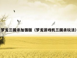 梦龙三国杀加强版（梦龙游戏机三国杀玩法）