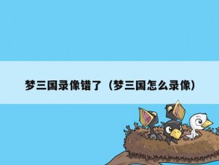 梦三国录像错了（梦三国怎么录像）