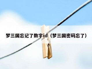 梦三国忘记了数字id（梦三国密码忘了）