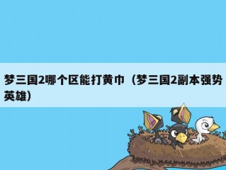 梦三国2哪个区能打黄巾（梦三国2副本强势英雄）