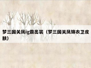 梦三国关凤ig霸出装（梦三国关凤锦衣卫皮肤）