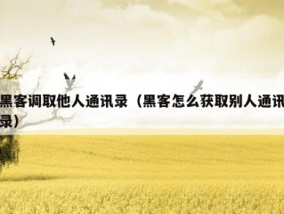 黑客调取他人通讯录（黑客怎么获取别人通讯录）