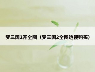 梦三国2开全图（梦三国2全图透视购买）