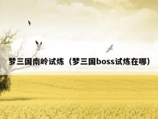 梦三国南岭试炼（梦三国boss试炼在哪）