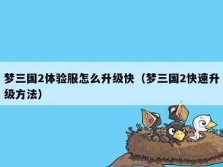 梦三国2体验服怎么升级快（梦三国2快速升级方法）