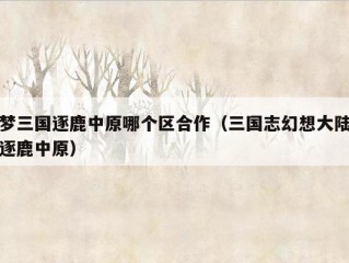 梦三国逐鹿中原哪个区合作（三国志幻想大陆逐鹿中原）