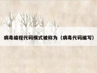 病毒编程代码模式被称为（病毒代码编写）