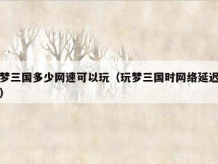 梦三国多少网速可以玩（玩梦三国时网络延迟）