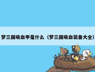 梦三国吸血甲是什么（梦三国吸血装备大全）