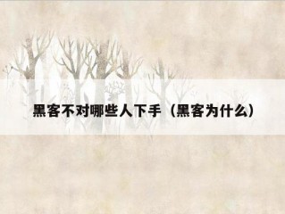 黑客不对哪些人下手（黑客为什么）