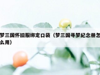 梦三国怀旧服绑定口袋（梦三国寻梦纪念册怎么用）