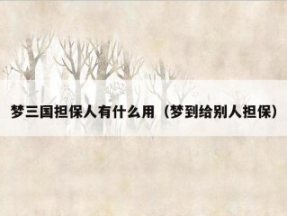 梦三国担保人有什么用（梦到给别人担保）