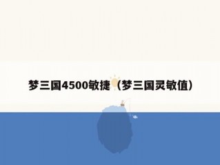 梦三国4500敏捷（梦三国灵敏值）