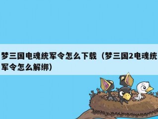 梦三国电魂统军令怎么下载（梦三国2电魂统军令怎么解绑）