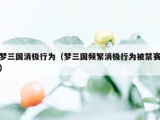 梦三国消极行为（梦三国频繁消极行为被禁赛）