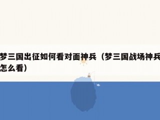 梦三国出征如何看对面神兵（梦三国战场神兵怎么看）