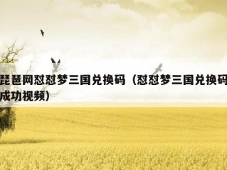 琵琶网怼怼梦三国兑换码（怼怼梦三国兑换码成功视频）