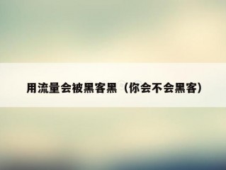 用流量会被黑客黑（你会不会黑客）