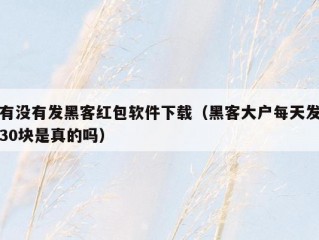 有没有发黑客红包软件下载（黑客大户每天发30块是真的吗）