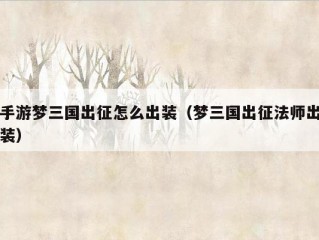 手游梦三国出征怎么出装（梦三国出征法师出装）