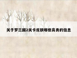 关于梦三国2关卡皮肤哪些高勇的信息