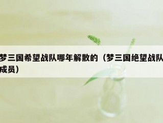 梦三国希望战队哪年解散的（梦三国绝望战队成员）