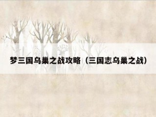 梦三国乌巢之战攻略（三国志乌巢之战）