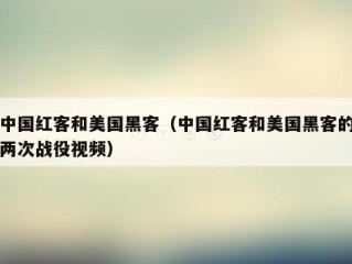 中国红客和美国黑客（中国红客和美国黑客的两次战役视频）