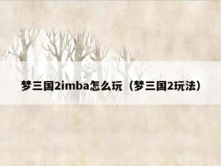 梦三国2imba怎么玩（梦三国2玩法）